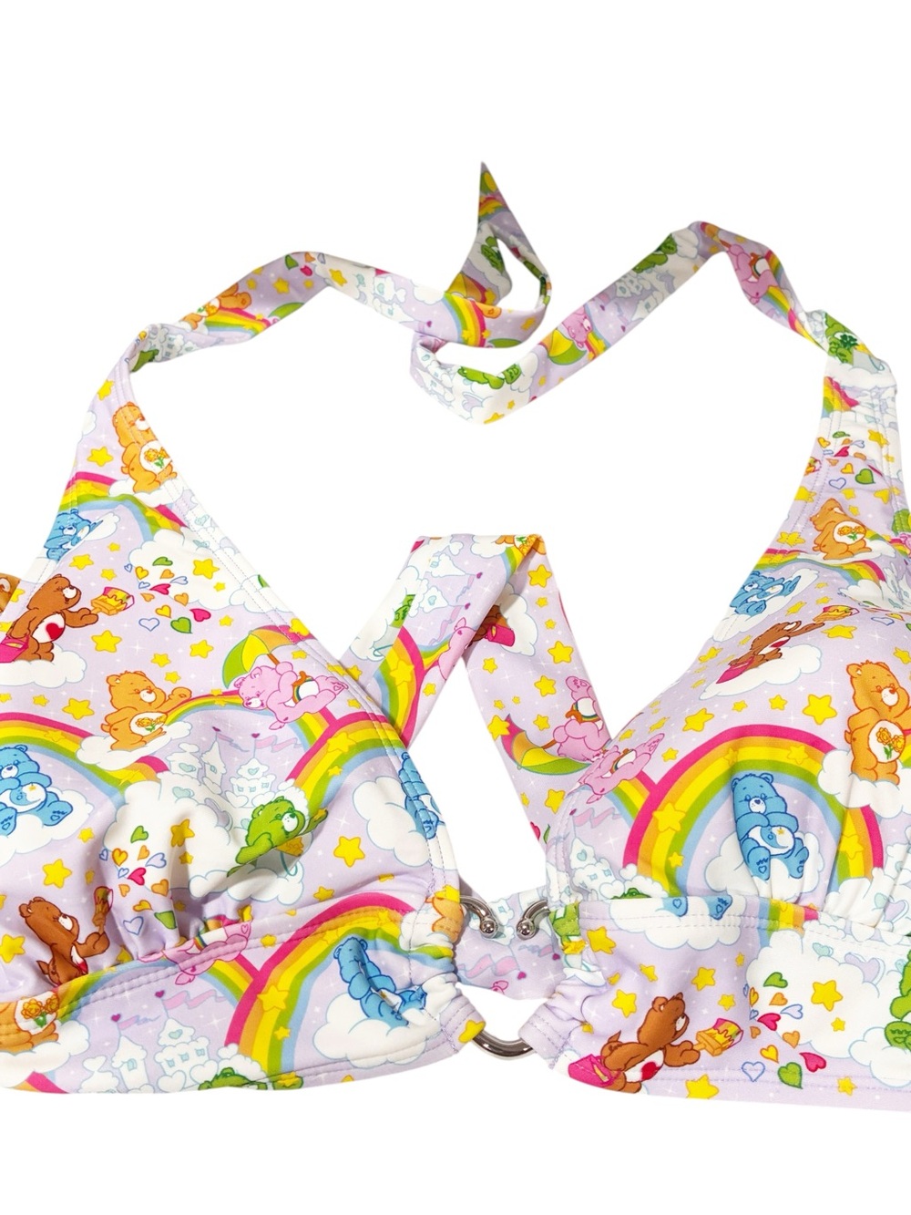 Care Bears Hot Topic 2 Piece Bikini Top Swim Rainbow Size XL NEW